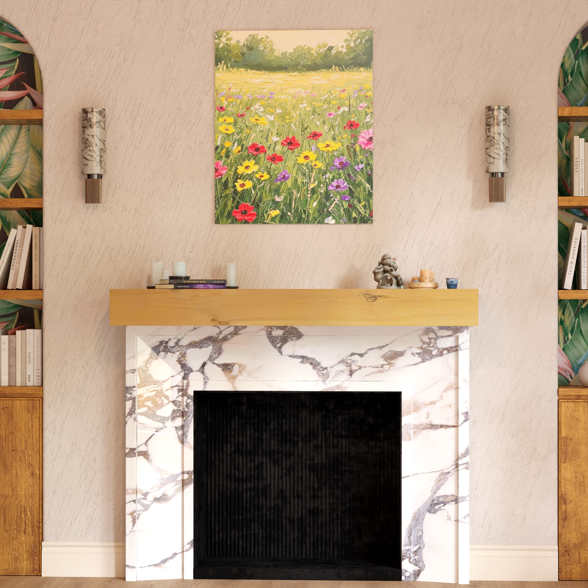 Rustic Knotty Alder Fireplace Mantel