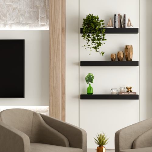 Classic Black Floating Shelf | 3 Inch Thick