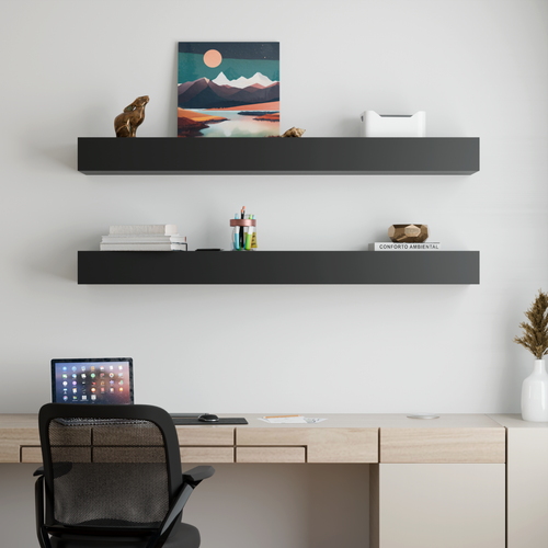 Classic Black Floating Shelf | 5 Inch Thick