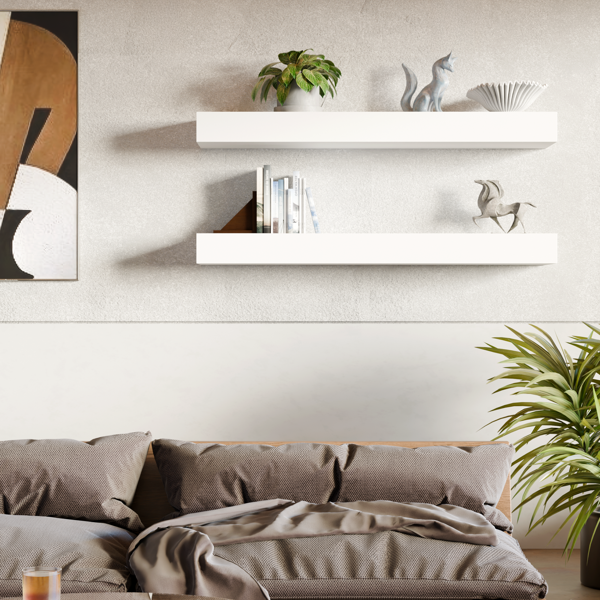 Classic White Floating Shelf | 4 Inch Thick