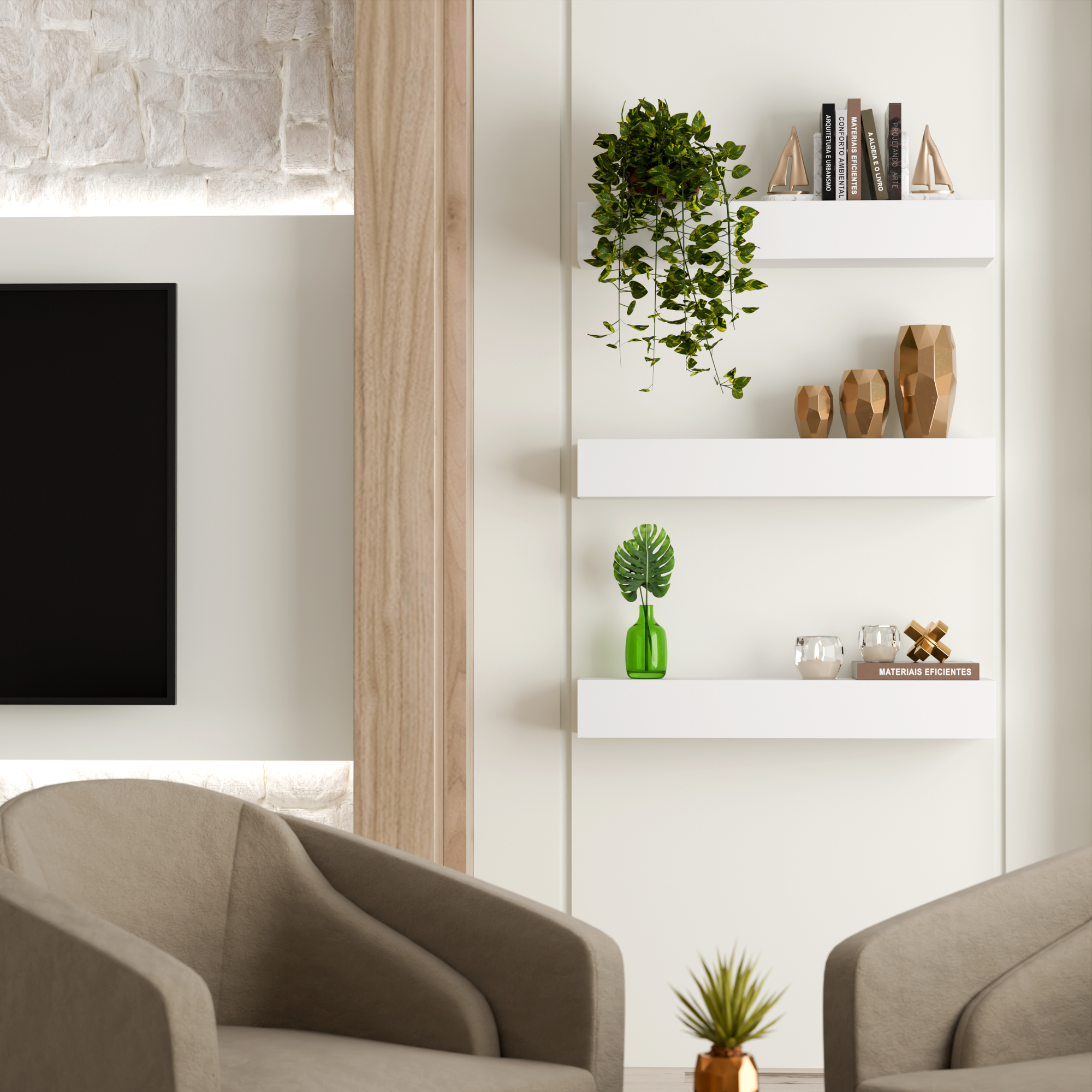 Classic White Floating Shelf | 5 Inch Thick