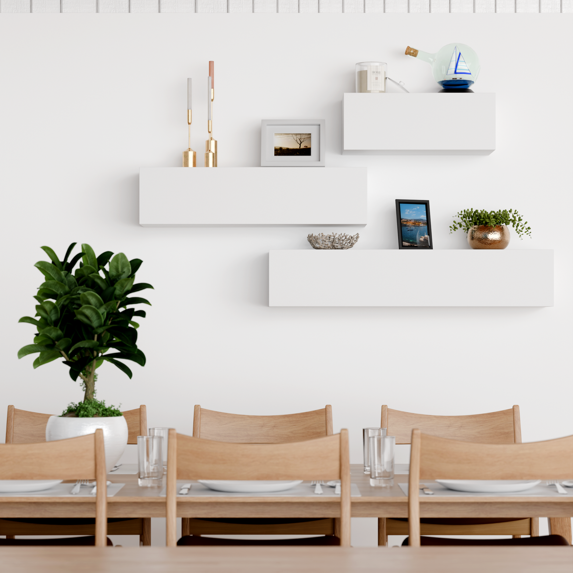 Classic White Floating Shelf | 6 Inch Thick