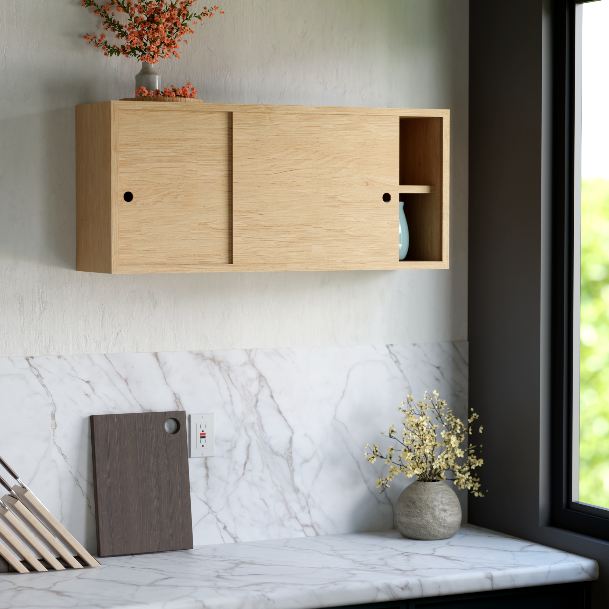 Hardwood Veneer Cupboard With Shelf