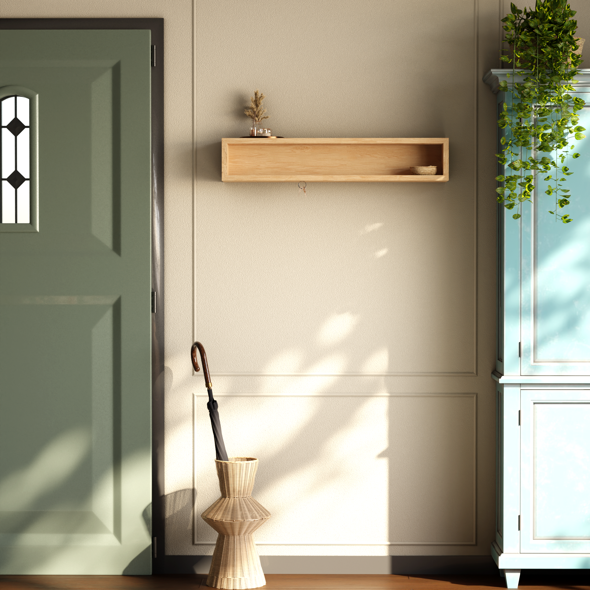 Hardwood Veneer Entryway Organizer