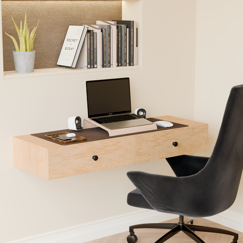 Hardwood Veneer Floating Desk