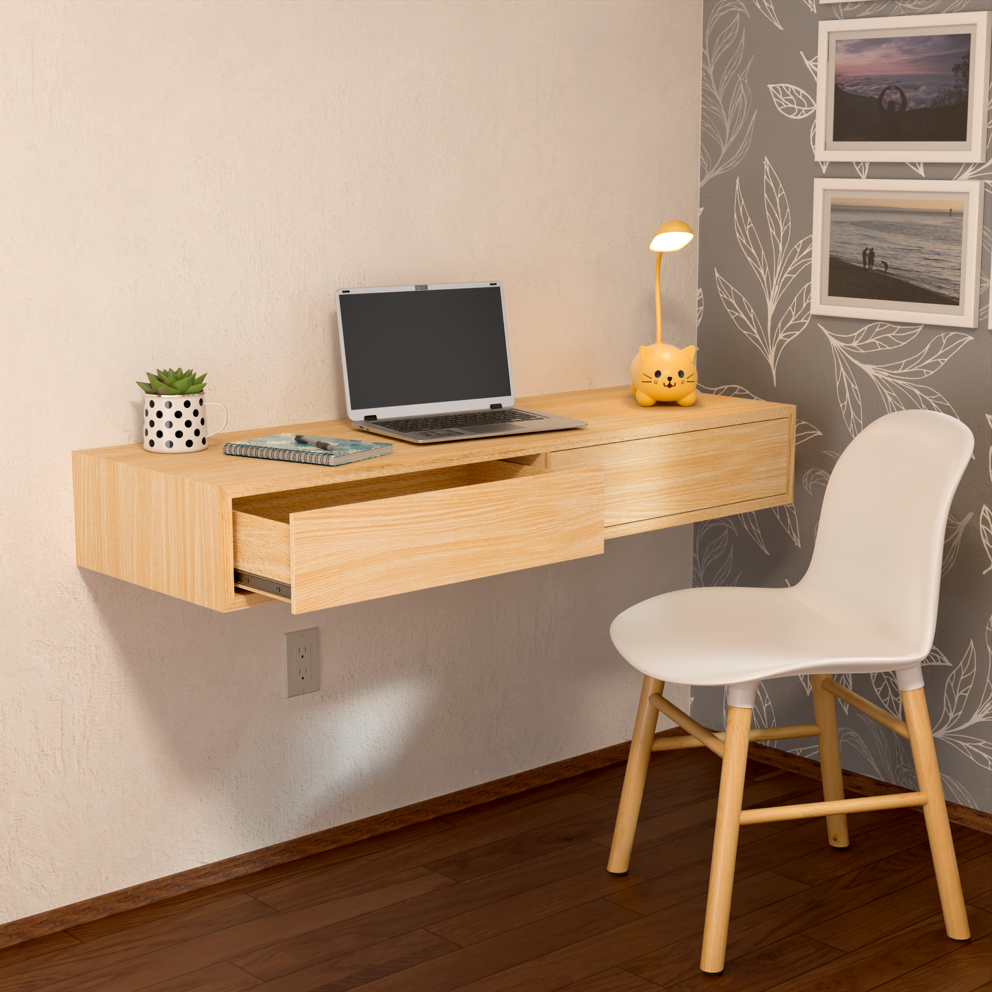 Hardwood Floating Desk