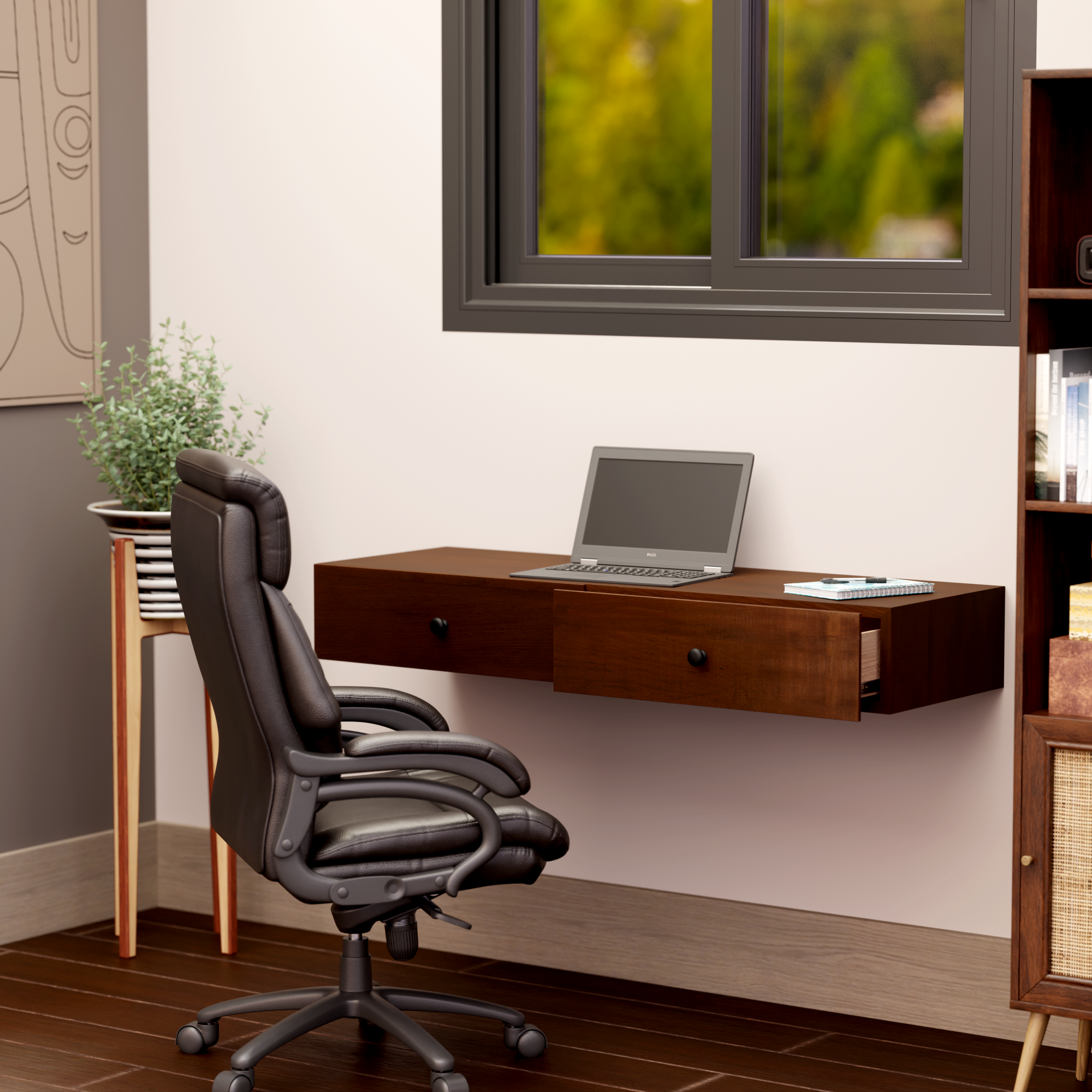 Hardwood Veneer Floating Desk