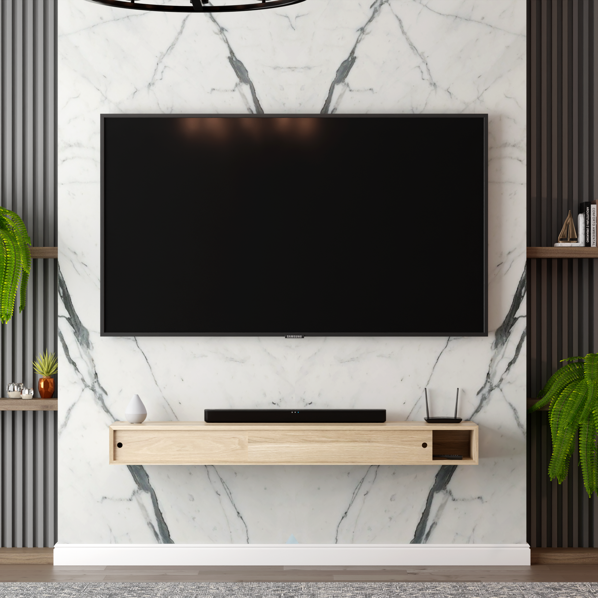 Hardwood Veneer Media Console