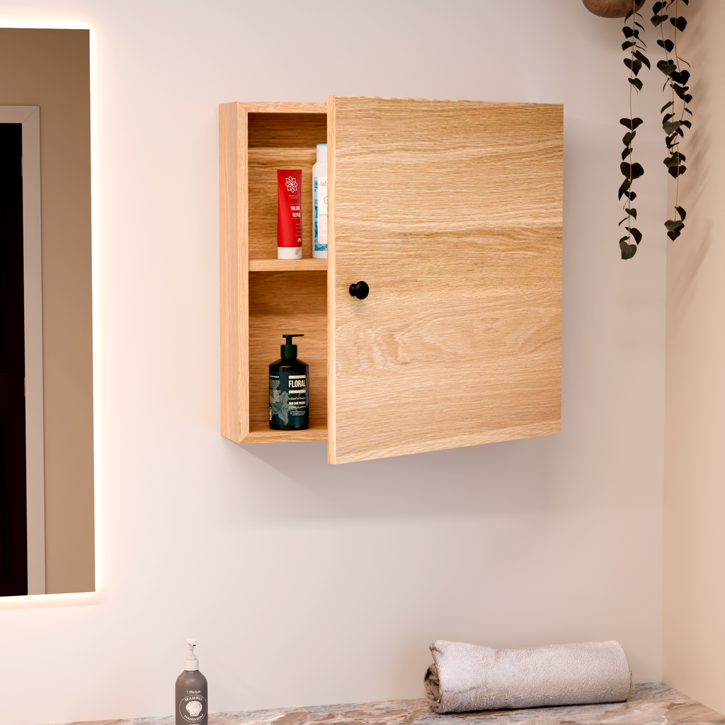 Hardwood Veneer Medicine Cabinet With Shelf