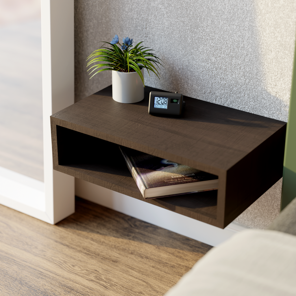Hardwood Veneer Floating Nightstand Shelf