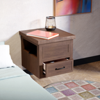 Hardwood Veneer Floating Side Cubby Nightstand