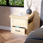 Hardwood Veneer Floating Side Cubby Nightstand