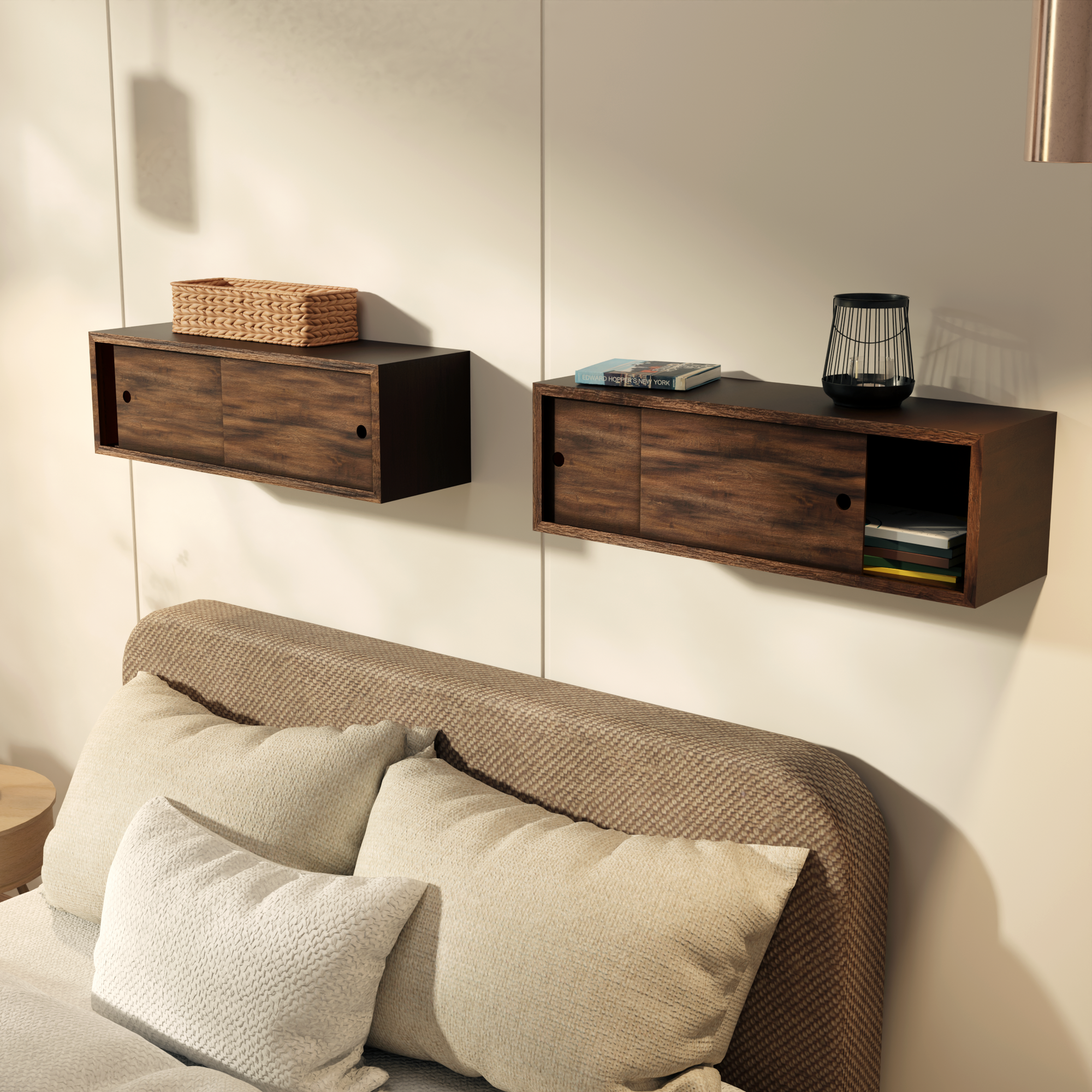 Hardwood Veneer Floating Storage Cabinet
