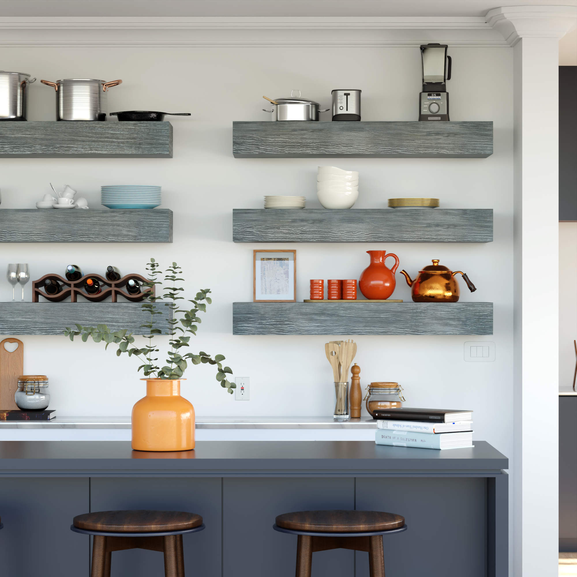 Weathered Slate Floating Shelf | 6 Inch Thick