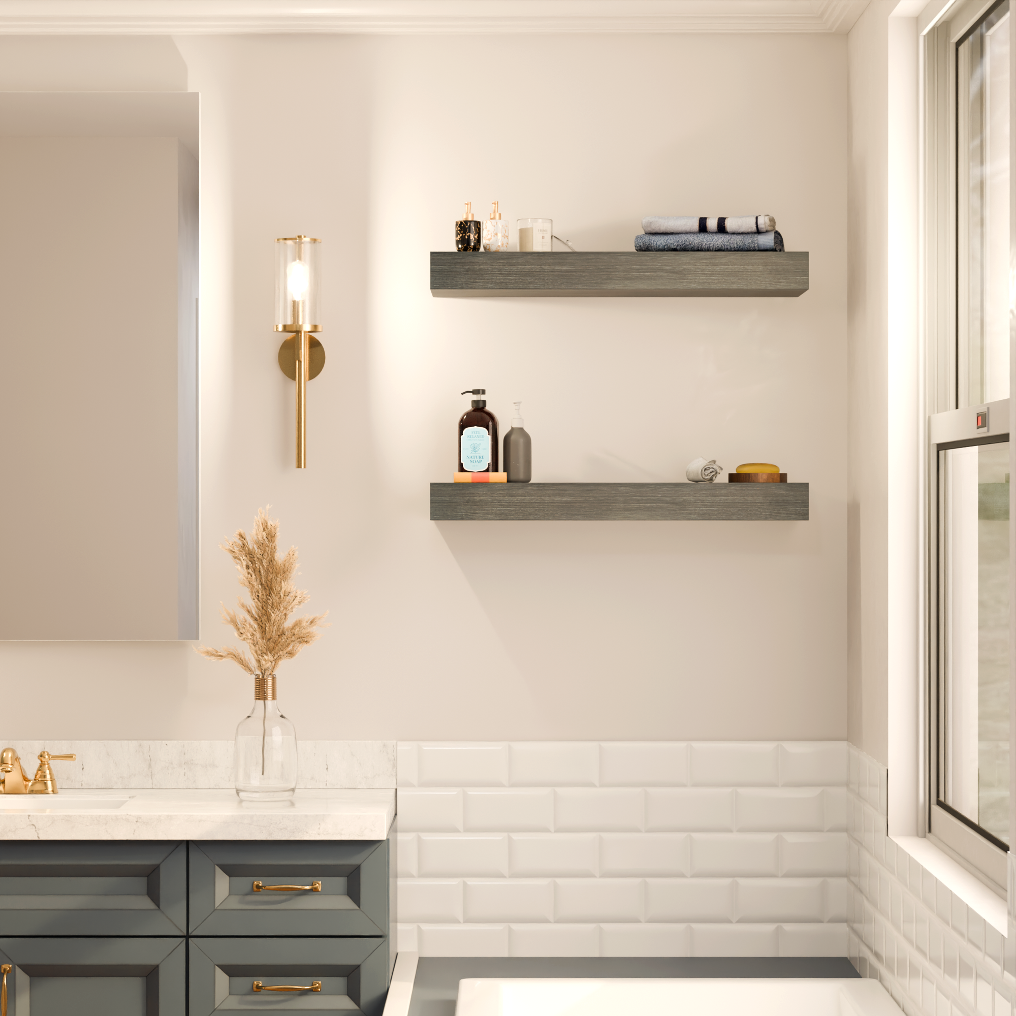 Weathered Slate Floating Shelf