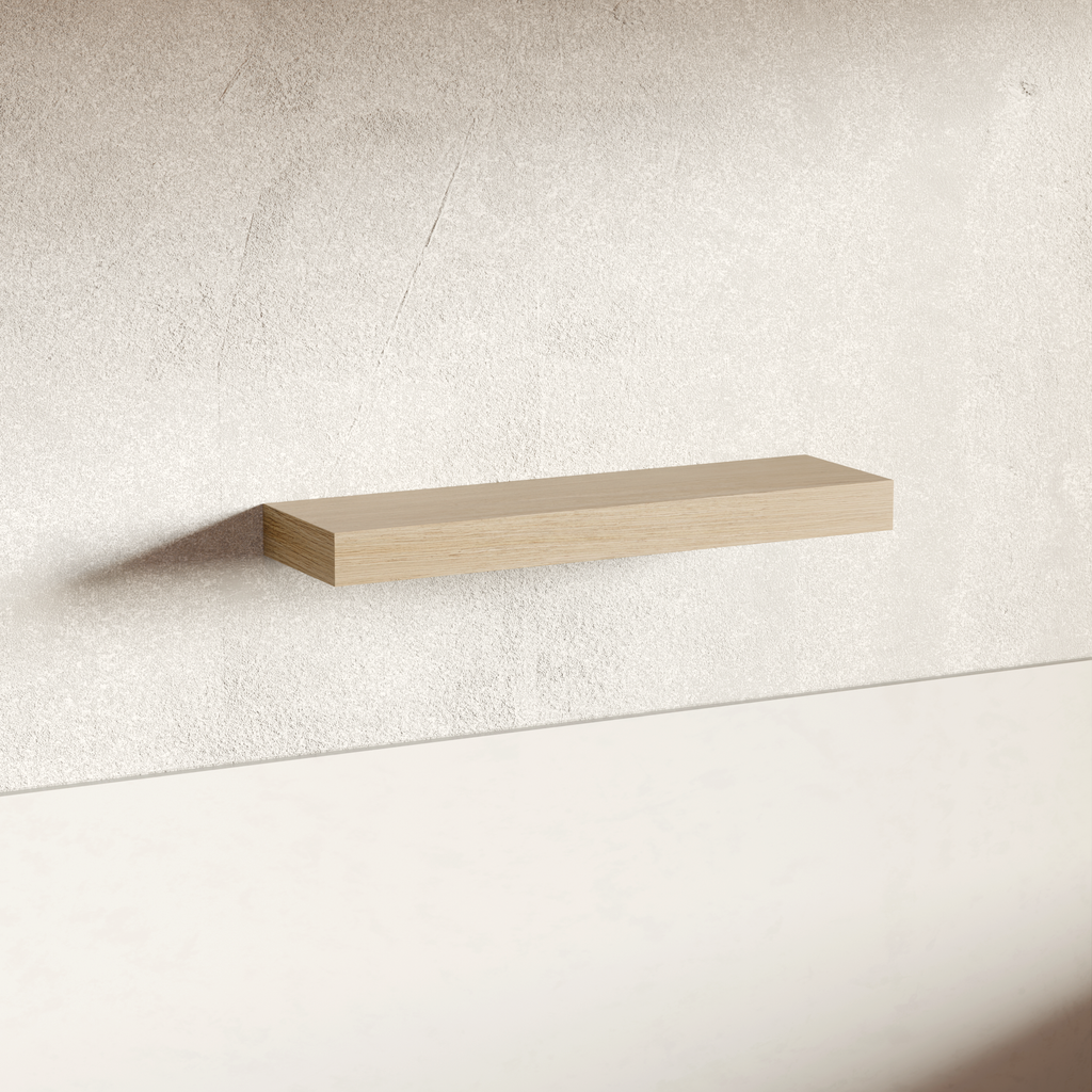 White Rift Oak Floating Shelf | 3 Inch Thick