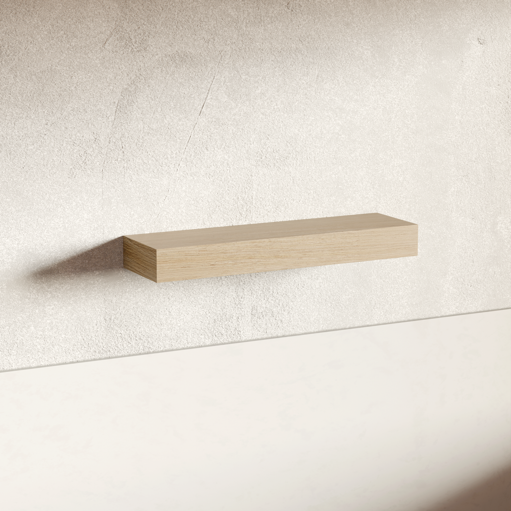 White Rift Oak Floating Shelf | 4 Inch Thick