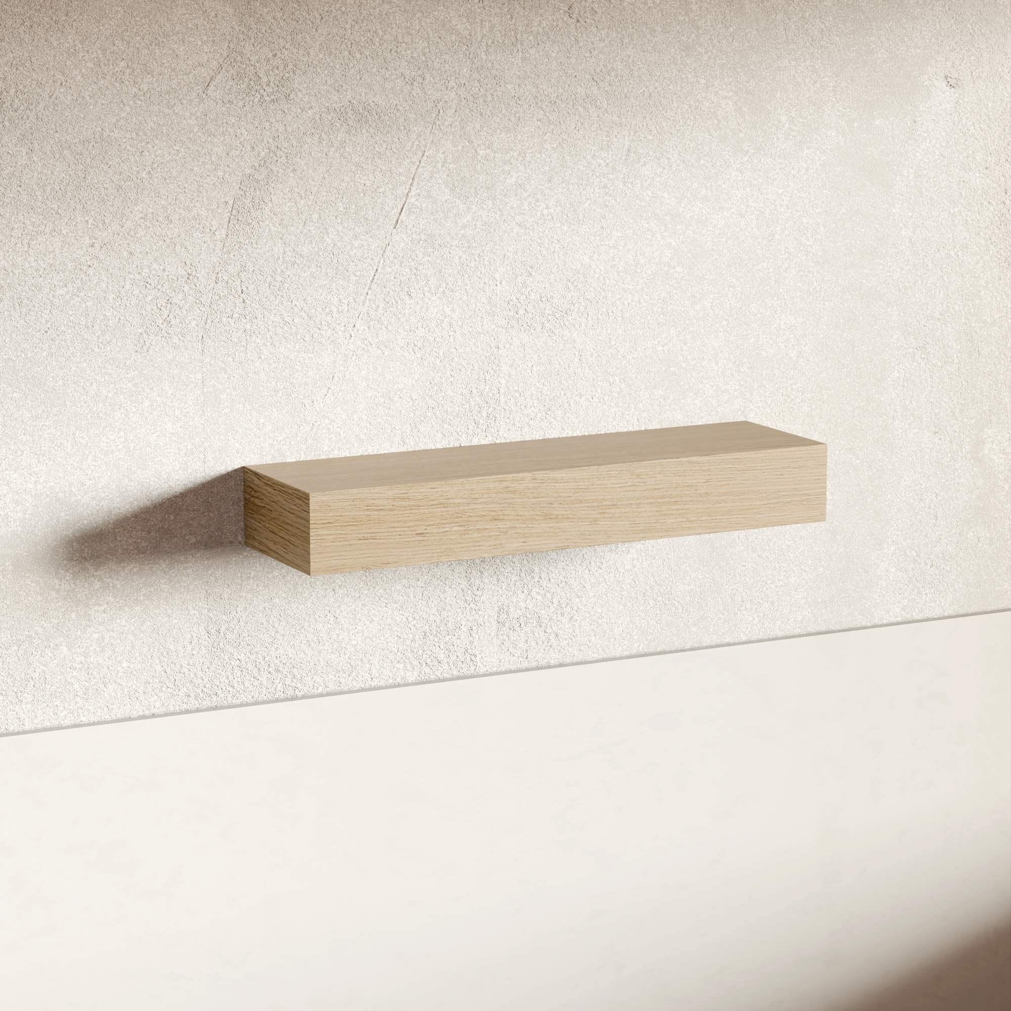 White Rift Oak Floating Shelf | 5 Inch Thick