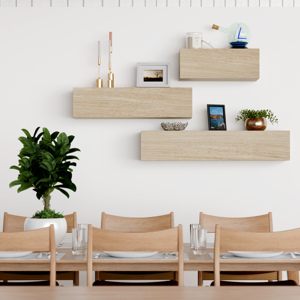 White Rift Oak Floating Shelf | 6 Inch Thick