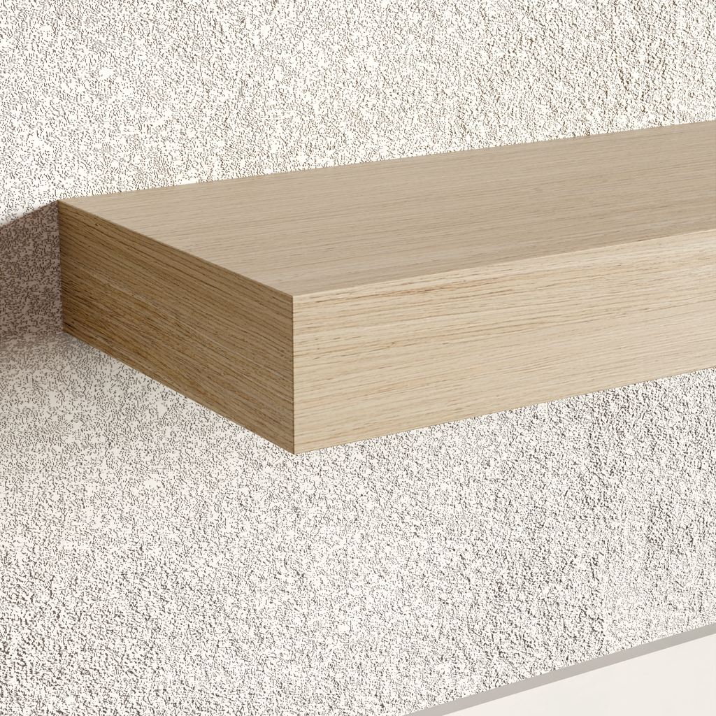 White Rift Oak Floating Shelf | 3 Inch Thick