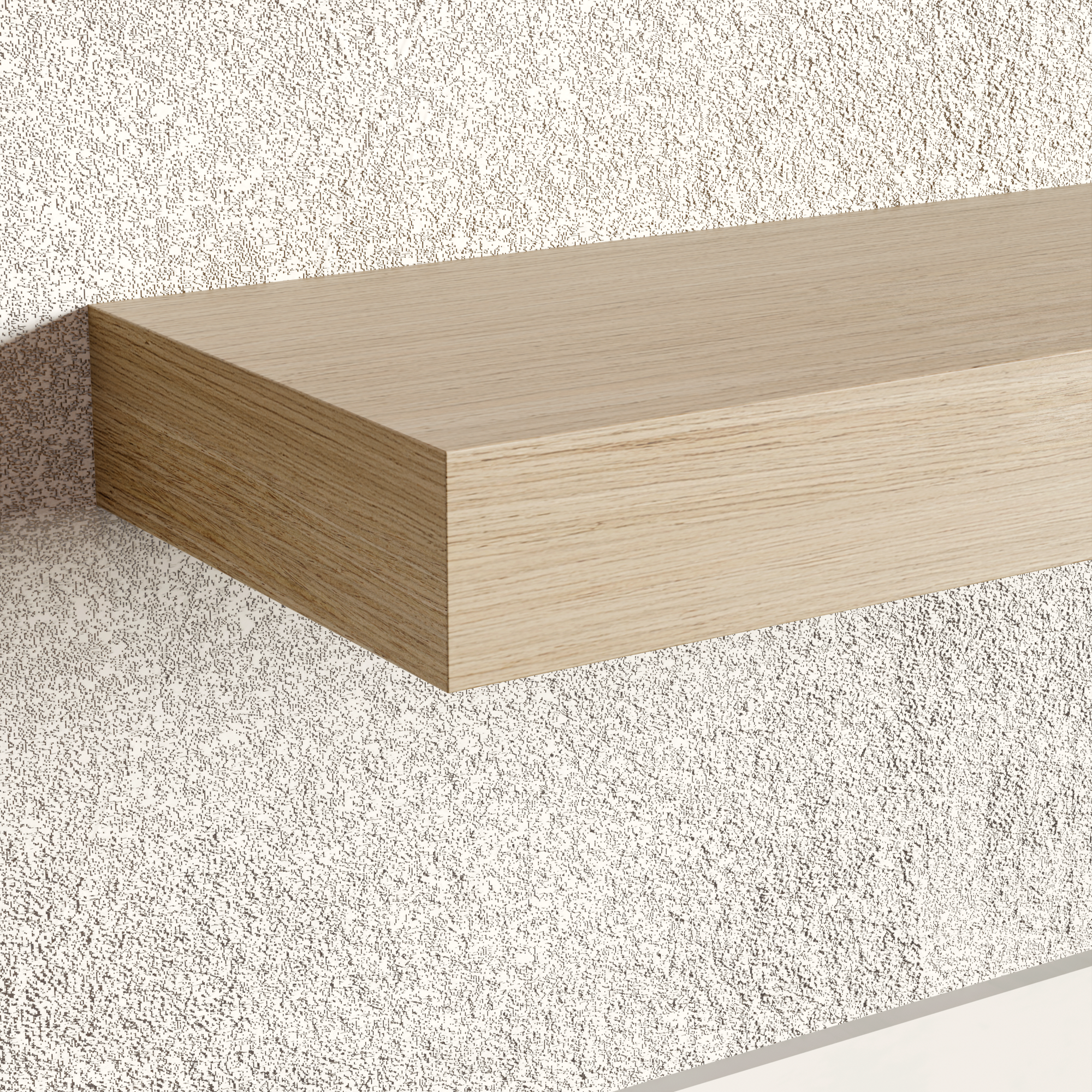 White Rift Oak Floating Shelf | 3 Inch Thick
